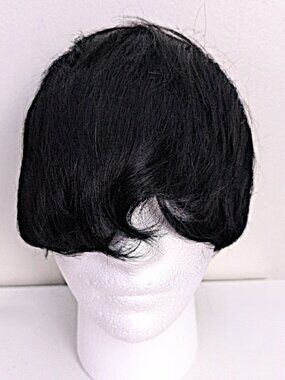 Black Wig Pixie Cut Short Human Hair 130% Density 1B Cosplay Costume 8 INCHES